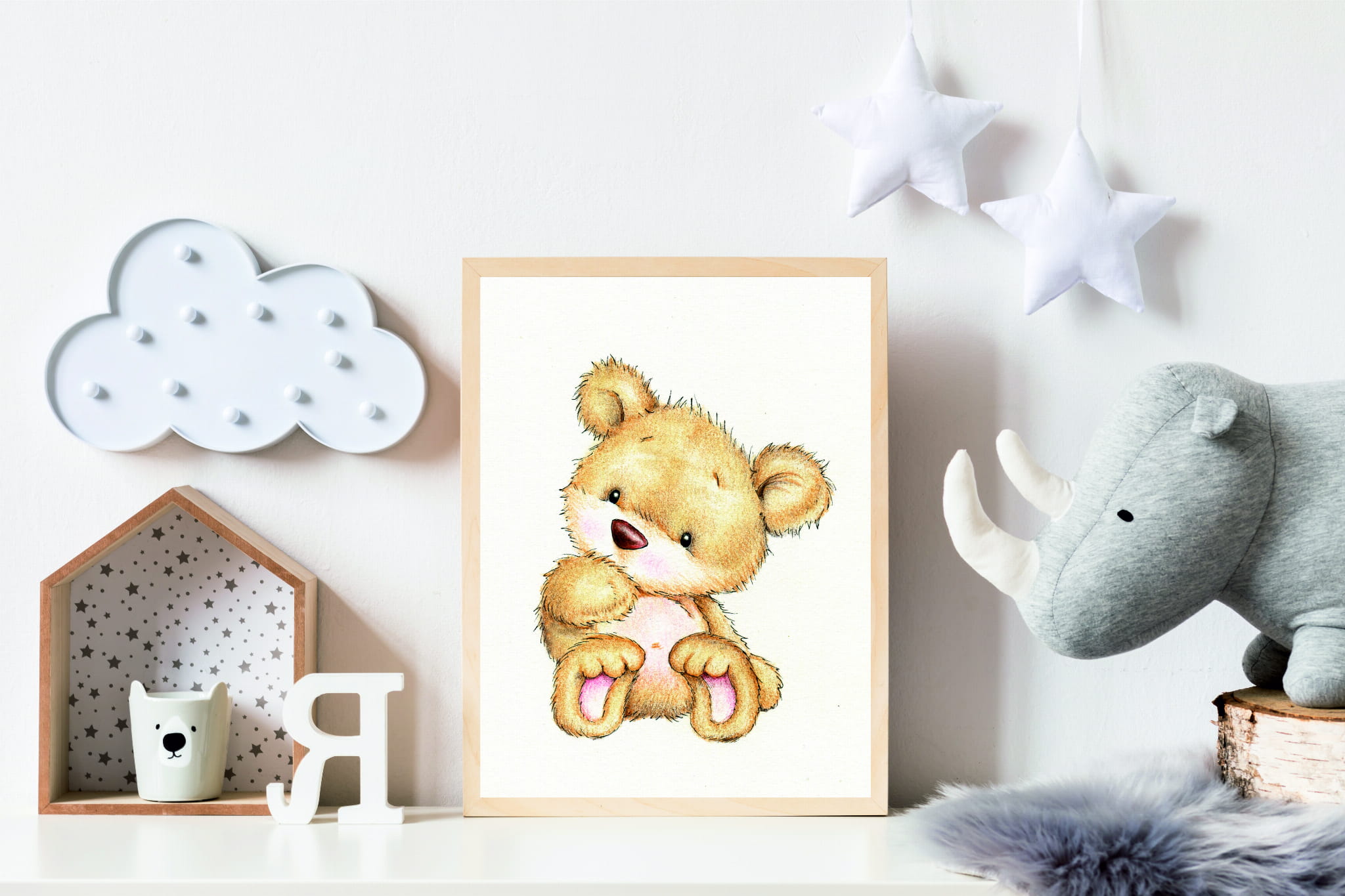 Hello Bear Plakat Skandynawski Dla Dzieci Z Misiem I Napisem Hello